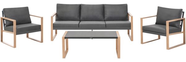 Lounge Set mit Tisch 5-Sitzer GELSO Metall Dunkelgrau