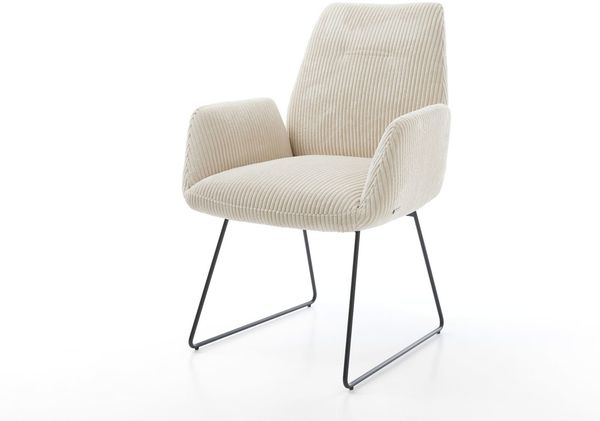 Esszimmerstuhl Zoa-Flex Cord Beige Kufengestell Schwarz Taschenfederkern