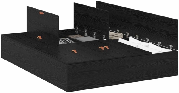 vidaXL Aufbewahrungsbettgestell Schwarz Eichen-Optik 160 x 200 cm 3335390