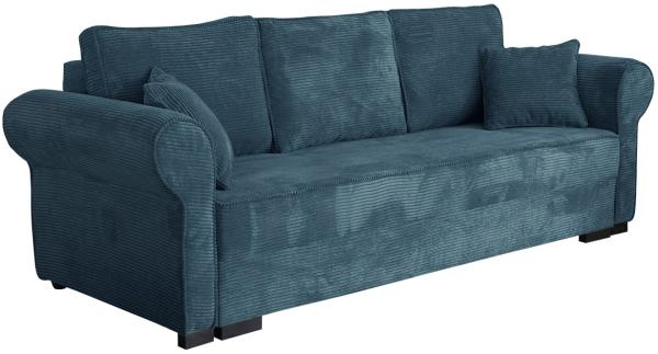 Mirjan24 'Olimpia' Schlafsofa mit Bettkasten, Cord, 92 x 92 x 234 cm, Blau