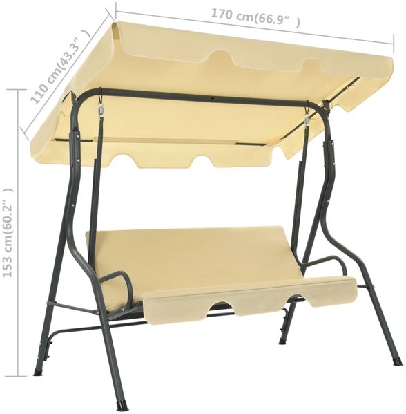 vidaXL Hollywoodschaukel Cremeweiß 170×110×153 cm 45350 Bild 6