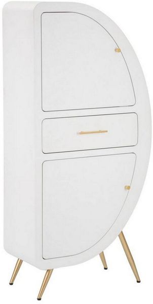 Dmora Kommode Tellier, Wohnzimmerbuffet, Wohnzimmer-Sideboard, Moderne Küchen-Speisekammer, 60x32 h133 cm, Weiß und Gold