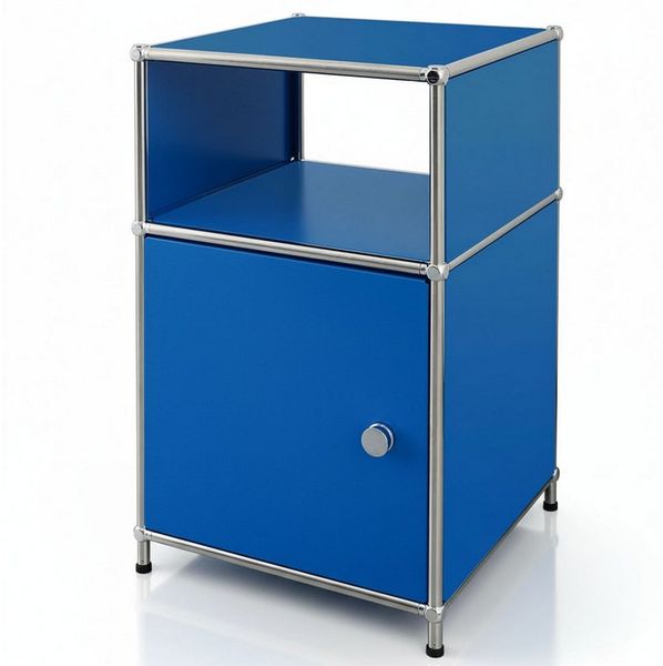 Floordirekt Standregal Concept Epure Metallregal MK-040, 3-stöckiges Regal 40 x 40 x 65 cm, mit Tür & Ablage, modernes Regal für Bad, Küche, Schlafzimmer & Büro