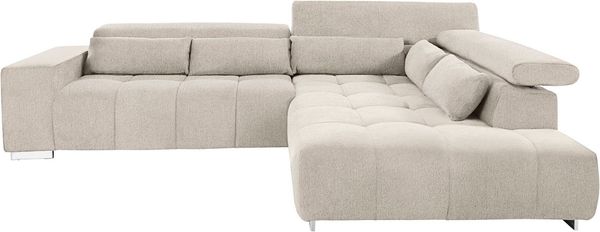 COTTA Ecksofa Orion L-Form, mit Ottomane, inklusive verstellbarer Kopfstützen und 5 Nierenkissen