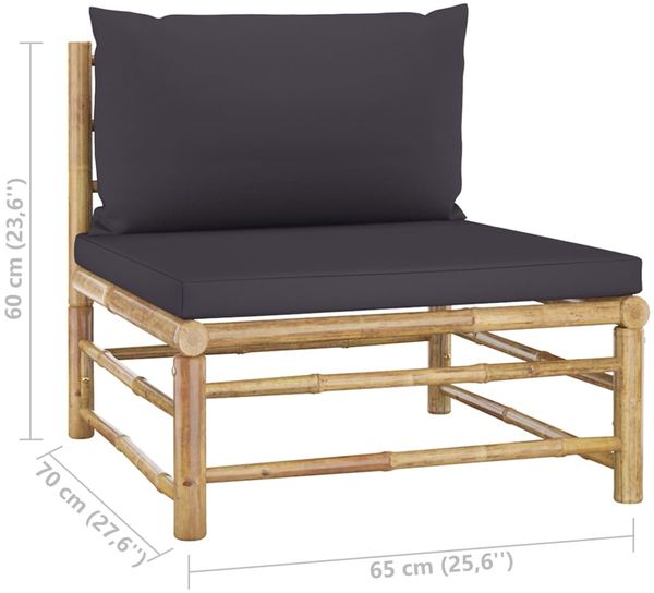 vidaXL 5-tlg. Garten-Lounge-Set mit Dunkelgrauen Kissen Bambus 3058192 Bild 12