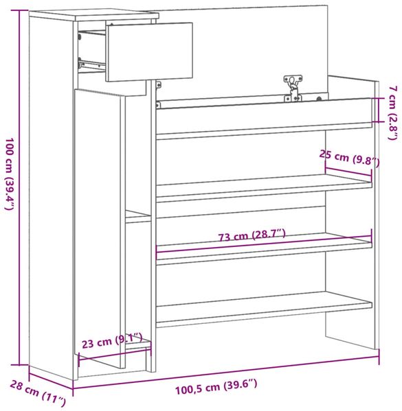 vidaXL Schuhschrank Weiß 100,5x28x100 cm Holzwerkstoff 840422 Bild 11