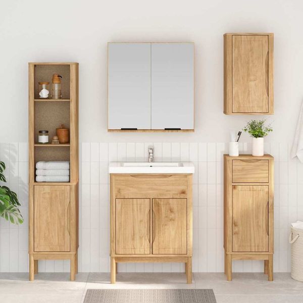 vidaXL Bad hoher Schrank mit Regal FLORO Wachsbraun 35 x 30 x 160 cm 42011239