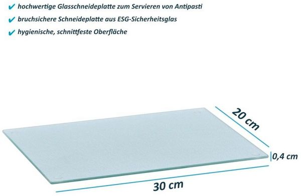 Basera® Schneidebrett Glasschneideplatte 12er aus Sicherheitsglas mit Silikonfüßen, ESG-Sicherheitsglas, (12-St), transparent, 30 x 20 cm