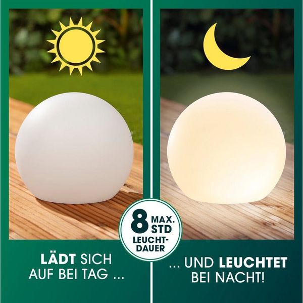 EASYmaxx LED Solarleuchte mit Farbwechsel | Deko Gartenleuchte mit LED Beleuchtung | Wunderschöne Lichteffekte mit Tageslichtsensor In & Outdoor | Gartendeko Witterungsbeständig IP67, Kugel 30 cm