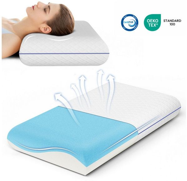 ROYGBIV Nackenstützkissen Memory Foam Kissen, Orthopädisches Kissen, 12cm Kopfkissen OEKO-TEX®, Ruckenschlafer, Bauchschlafer, Seitenschlafer, für Allergiker geeignet