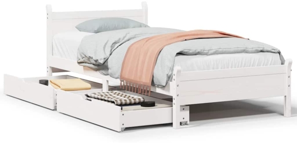 vidaXL Massivholzbett ohne Matratze Weiß 90x200 cm Kiefernholz 3309780