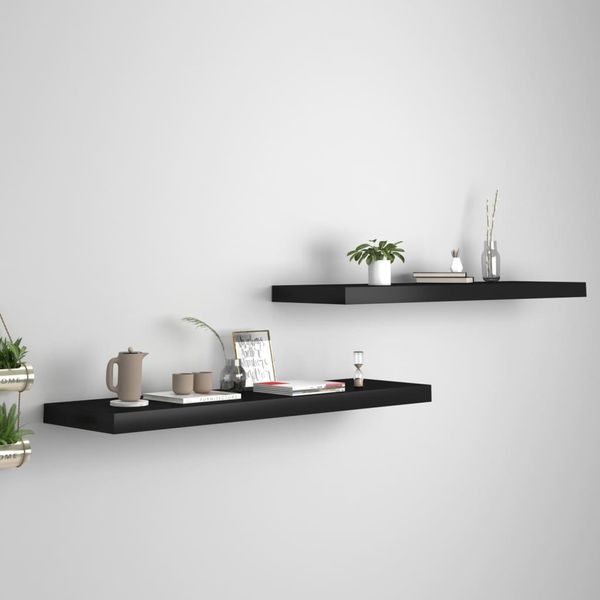 vidaXL Schweberegale 2 Stk. Schwarz 90x23,5x3,8 cm MDF 323839