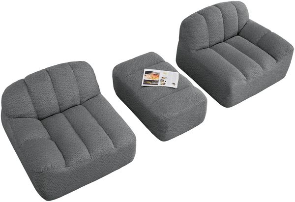2-Sitzer modulares Ecksofa in Grau H 79 x T 210 x B 165 cm mit Ottoman aus granulierter Fleece Bild 7