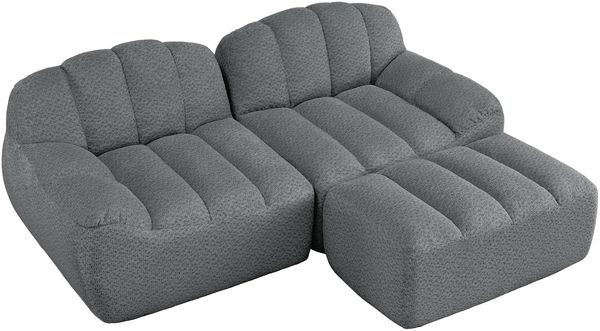 2-Sitzer modulares Ecksofa in Grau H 79 x T 210 x B 165 cm mit Ottoman aus granulierter Fleece Bild 6