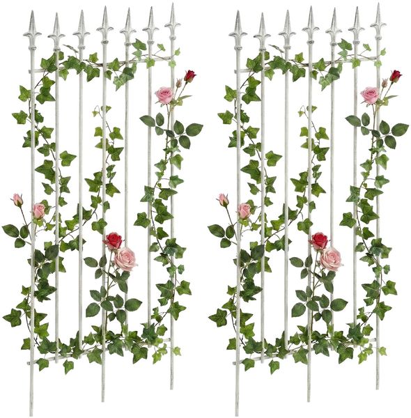Rankgitter FREYA 2er Set - 50 x 0,7 x 100 cm, Metall, Antik-Weiß | Rankhilfe Kletterpflanzen Gartendekoration