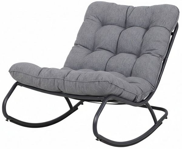 MAGOWA Gartensessel Gartenschaukelstuhl – moderner Lounge-Sessel für Garten & Terrasse, pulverbeschichtet, wetterfest und langlebig