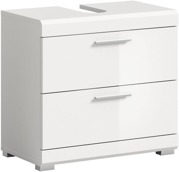Xonox Scout Waschbeckenunterschrank (B/H/T: 60x56x34 cm) in weiß Nachbildung und weiß Hochglanz tiefzieh