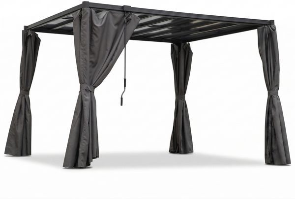 osoltus Lamellen-Pavillon Pergola Lamellendach 3 x 3,2 m mit Vorhang