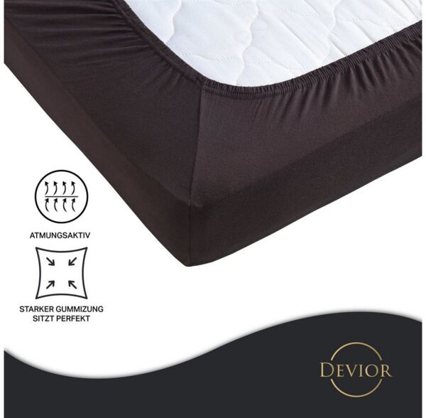 Devior Spannbettlaken Heavy aus 100% Baumwolle mit 160 g/m² - Blickdicht mit Einlaufschutz, Jersey, Gummizug: Rundumgummizug, Laken bis 22cm Matratzenhöhe - Spannbettlaken 90 x 200 cm Blickdicht