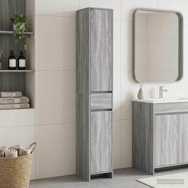 vidaXL Badezimmerschrank Grau Sonoma 30 x 33 x 190 cm Holzwerkstoff 890757