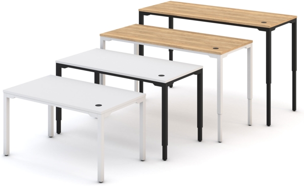 ASSMANN Höhenverstellbarer Schreibtisch Piacetta 160x80cm Eiche Natura Schwarz Metall Holz Bild 9