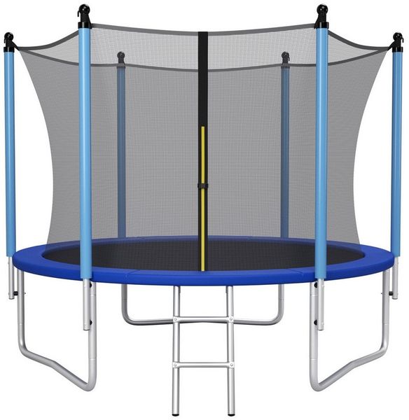 COSTWAY Trampolin mit Leiter Sprungmatte Sicherheitsnetz & Randabdeckung Trampolin Komplettset, Ø 244cm