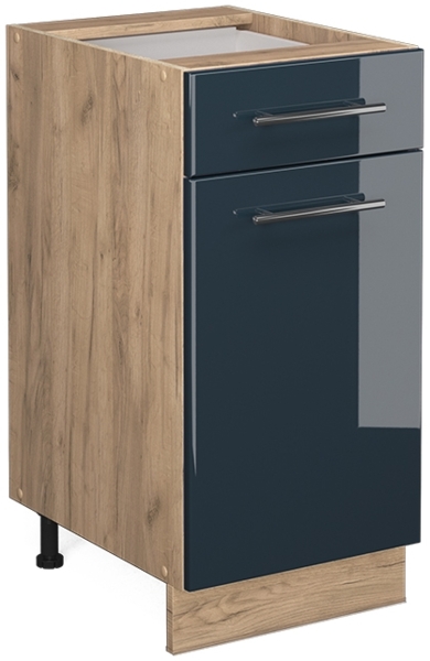Küchenunterschrank Fame-Line Dunkelblau Hochglanz 40 cm ohne Arbeitsplatte Vicco