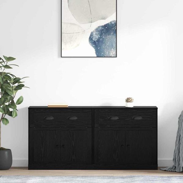 vidaXL Sideboards 2 pcs Schwarz Eichen-Optik 70 x 35,5 x 67,5 cm 3402661