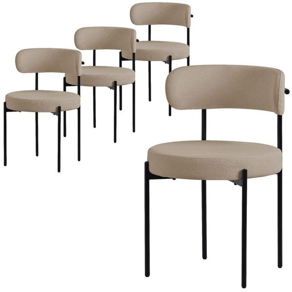 ML-DESIGN Polsterstuhl Esszimmerstühle Gruppe Küchenstuhl aus Teddystoff mit Metallbeinen (4 St), Clubstuhl 4er Set Wohnzimmerstuhl Braun moderne Design Lounge Stuhl
