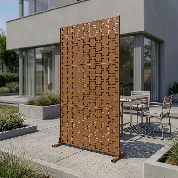 Trennwand Basciano verzinkter Stahl 180x90 cm Braun [casa. pro]