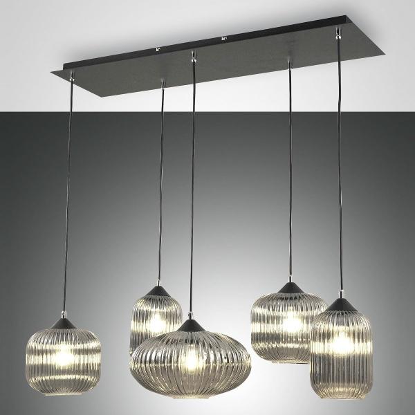 FABAS LUCE No. 3627-48-126 Pendelleuchte Gillis 5-flammig Grau transparent E27