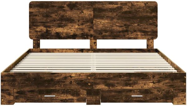 vidaXL Bettrahmen Geräucherte Eiche 200 x 200 cm Holzwerkstoff 3412746 Bild 8