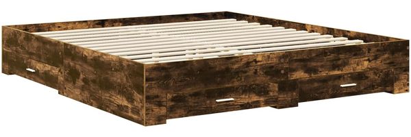 vidaXL Bettrahmen Geräucherte Eiche 200 x 200 cm Holzwerkstoff 3412746 Bild 6