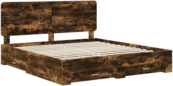 vidaXL Bettrahmen Geräucherte Eiche 200 x 200 cm Holzwerkstoff 3412746 Bild 4