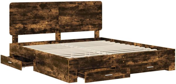 vidaXL Bettrahmen Geräucherte Eiche 200 x 200 cm Holzwerkstoff 3412746 Bild 5