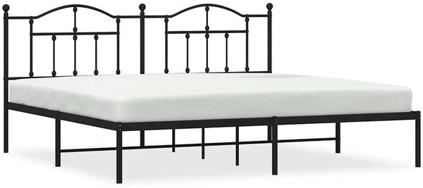 Doppelbett, Bettgestell Modernen mit Kopfteil Metall Schwarz 193x203 cm d611e