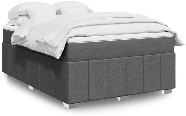 vidaXL Boxspringbett mit Matratze Dunkelgrau 140x200 cm Stoff 3285478