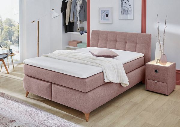 Jockenhöfer 'Nicola' Boxspringbett, 140x200 cm, Feinstruktur Rosa