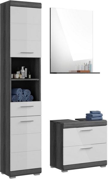 INOSIGN Badmöbel-Set Siena, 3 teilig, bestehend aus:, (Set, 3-St, TOPSELLER), Hochschrank, Waschbeckenunterschrank, Spiegel