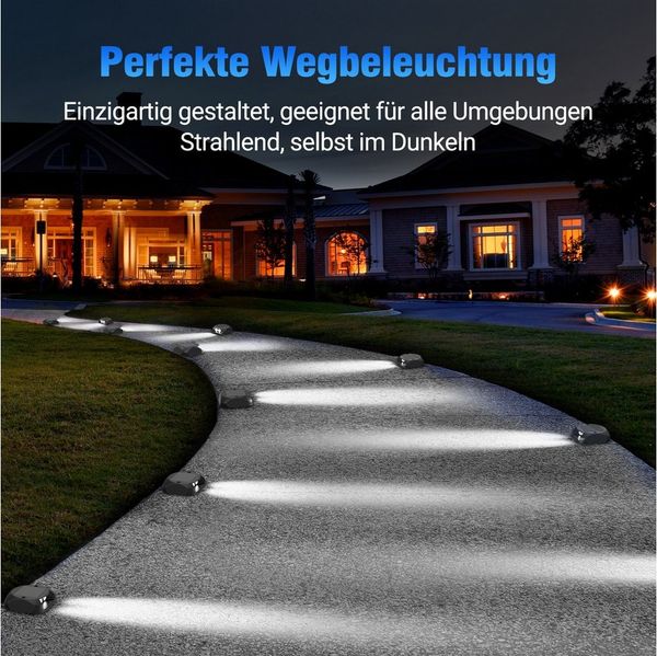 Quntis LED Solarleuchte solar lampen für außen, 4 Stück LED solarleuchten garten für Balkon, beleuchtung, LED fest verbaut, Kaltweiß, Gartenwege, Terrasse, Hof, Pool, Rasen, Weihnachtsdeko & Party Outdoor