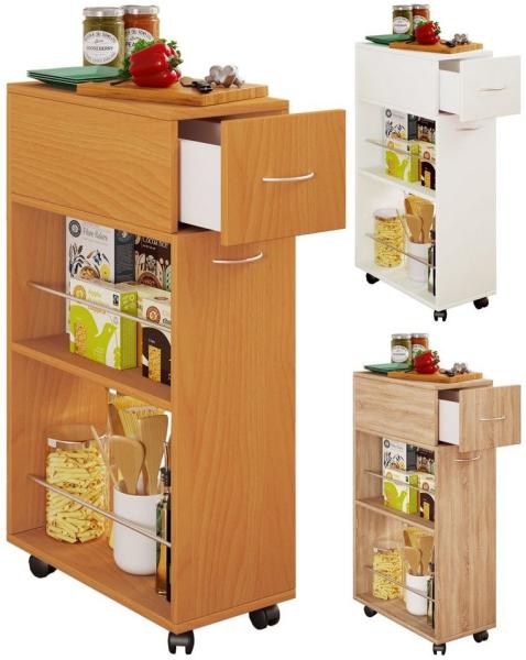 VCM Küchenmöbel Servierwagen Tusal 916896 Weiß H. 85 x B. 25 x T. 50 cm