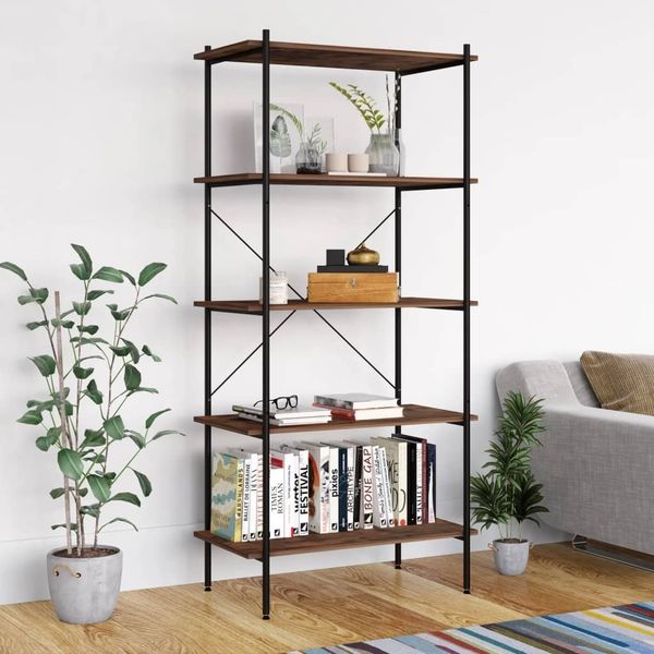 vidaXL Regal mit 5 Böden Schwarz und Natur 80x40x163 cm 336349