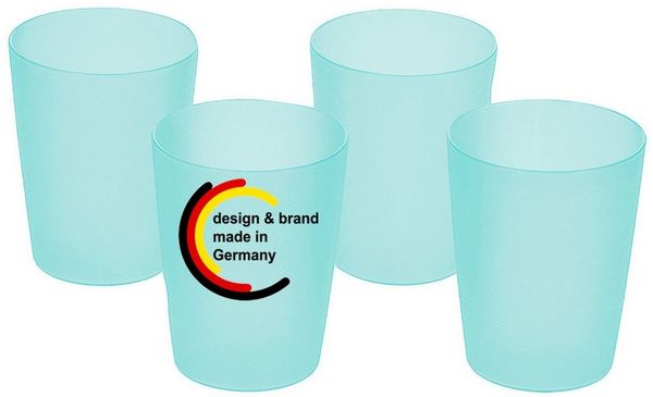 KiNDERWELT Kindergeschirr-Set KiNDERWELT Trinkbecher Set 4 x 250 ml aquamarin aus Kunststoff, Kunststoff