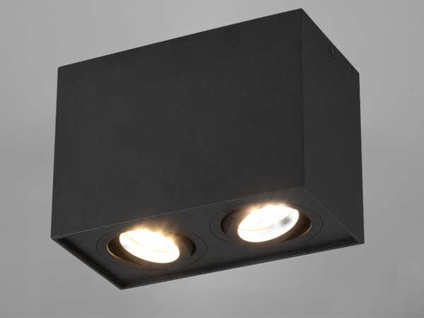 Deckenstrahler BISCUIT eckig 2-flammig Schwarz, Breite 17cm