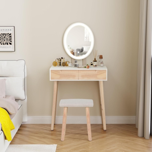 YU YUSING Schminktisch LED Spiegel Stuhl 3 Farben Holzfarbe Bild 6