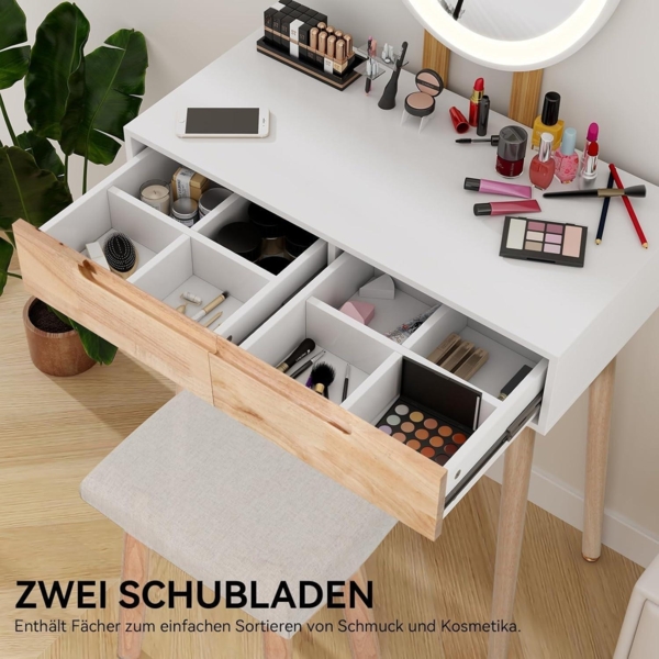 YU YUSING Schminktisch LED Spiegel Stuhl 3 Farben Holzfarbe Bild 3