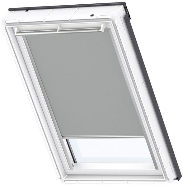 Verdunklungsrollo DKL MK08 0705S, VELUX, verdunkelnd, ohne Bohren, in Führungsschienen, VELUX »Pick & Click!«, alufarbene Führungsschienen & Griffleiste