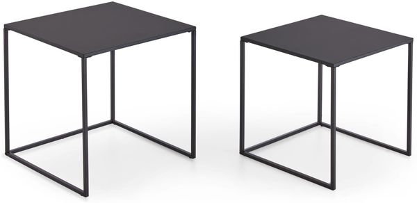 Homes & Jones Beistelltisch Bianca 2er Set 38x38x41 cm & 34x34x37 cm aus schwarzem Metall - Runde Couchtische im modernen Industrial Design - Praktische Ablagetische für Wohnzimmer, Flur &Schlafzimmer