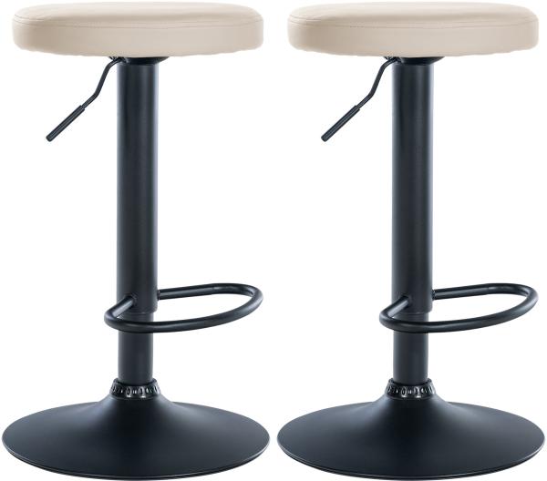 CLP 2er Set Barhocker Ponte Kunstleder höhenverstellbar und drehbar,creme Metall matt schwarz