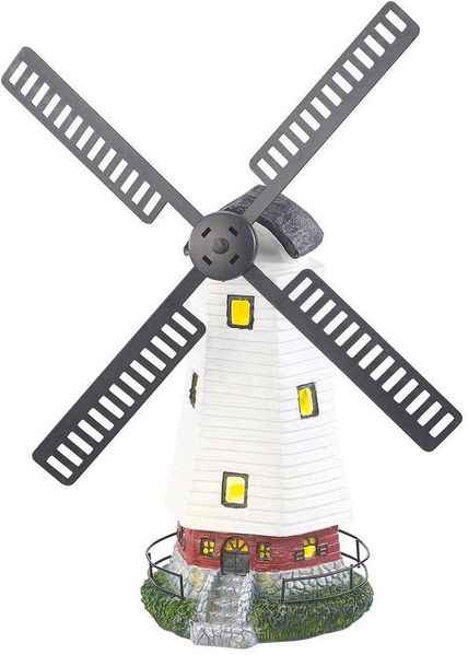 Solar-Windmühle 50cm LED Windrad Beleuchtung Garten Leuchte Landhaus Gartendeko